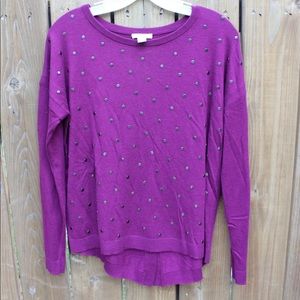 Caslon Studded High Low Hem Sweater